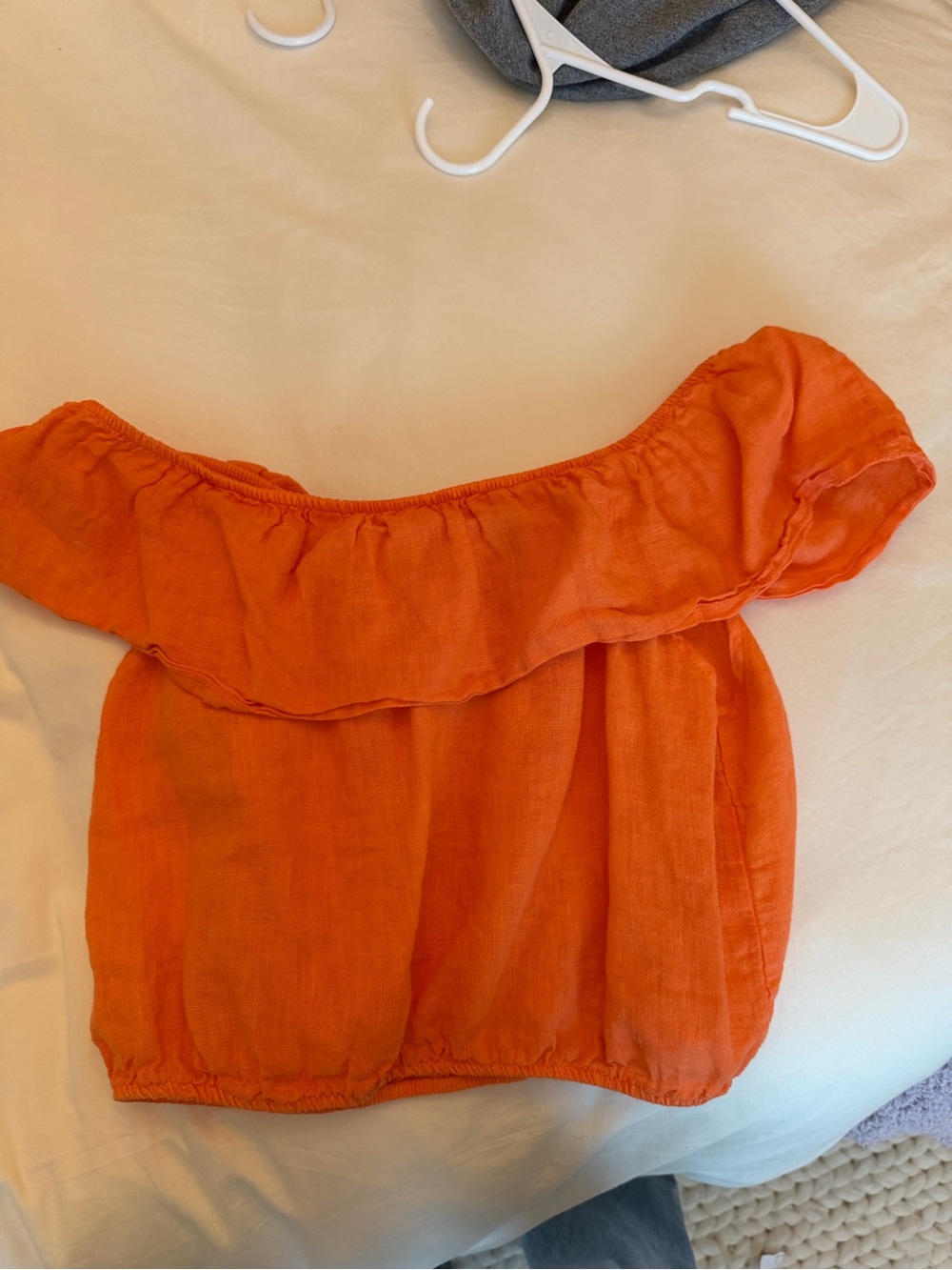 Off-Shoulder Ruffle Crop Top - Orange - Picture 2 of 2